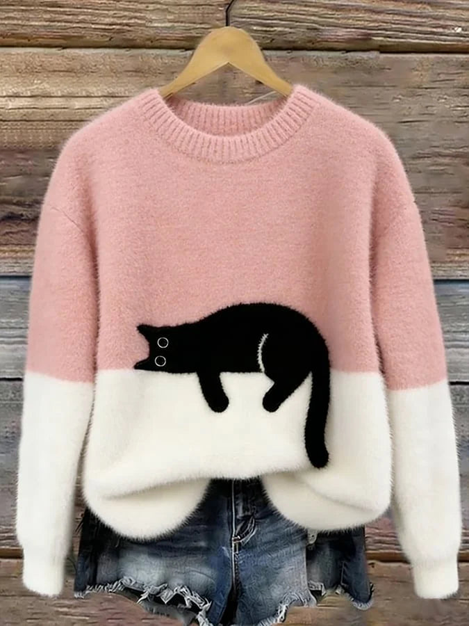 LUNA - SWEATSHIRT WITH CAT GRAPHIC