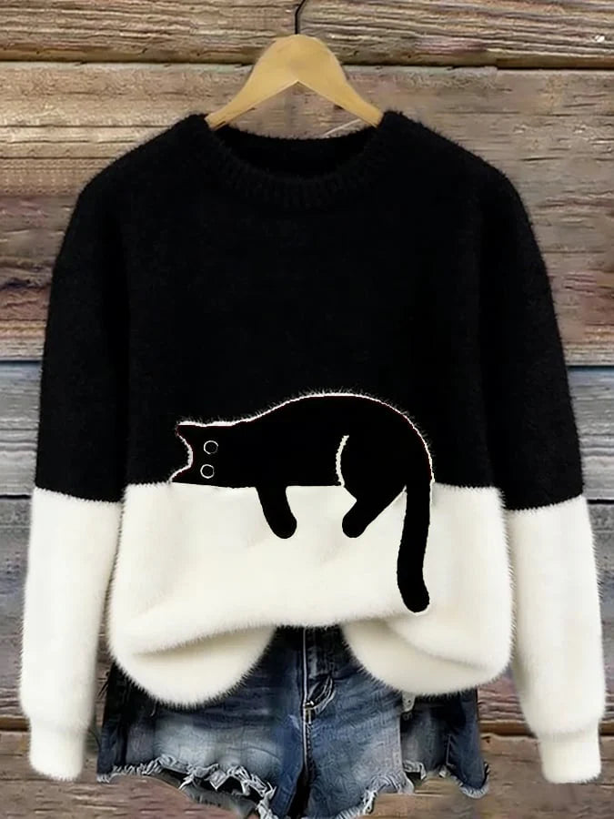 LUNA - SWEATSHIRT WITH CAT GRAPHIC