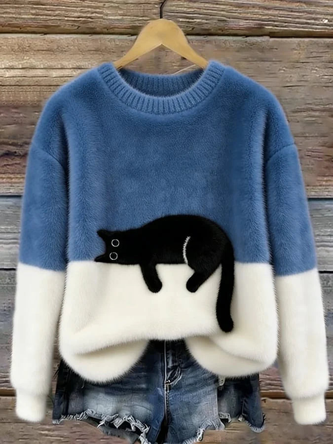 LUNA - SWEATSHIRT WITH CAT GRAPHIC
