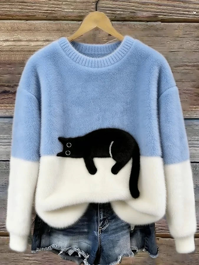 LUNA - SWEATSHIRT WITH CAT GRAPHIC
