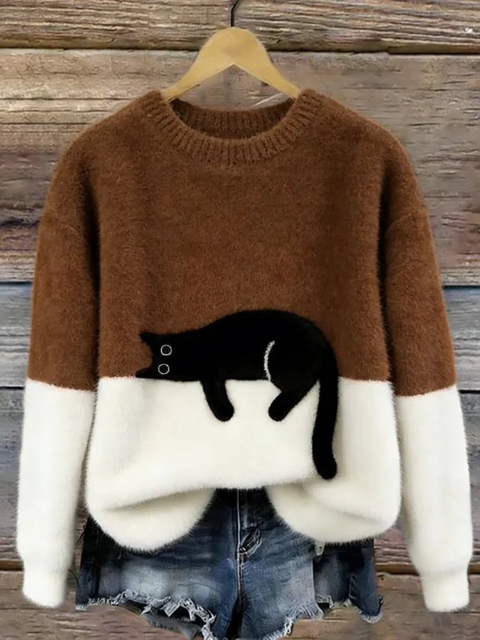 LUNA - SWEATSHIRT WITH CAT GRAPHIC