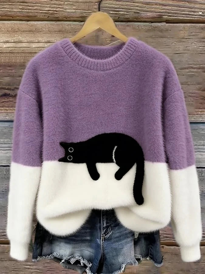 LUNA - SWEATSHIRT WITH CAT GRAPHIC